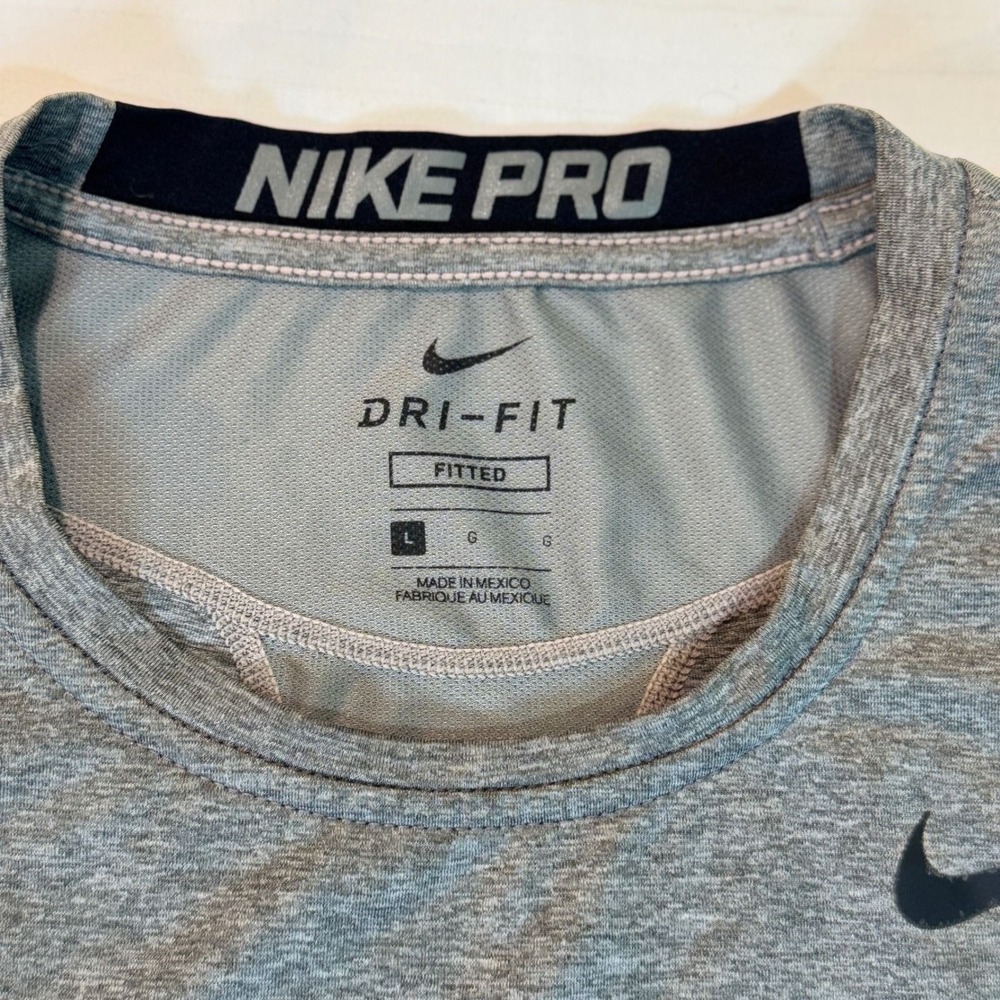 Nike Pro Dri-Fit Grey Heather Activewear T-Shirt Mesh Back Mens Large - Picture 4 of 8